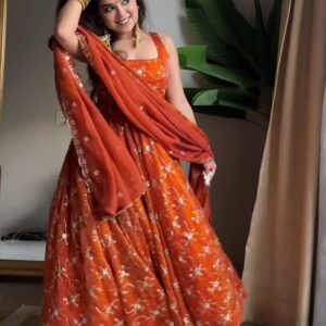 Meher Embroidered Chinon Silk Anarkali Set