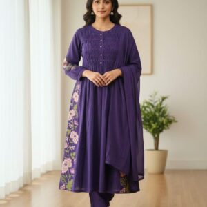 Royal Bloom Embroidered Cotton Suit Set