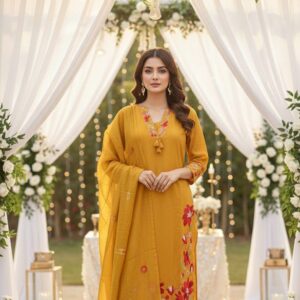 Sunflower Grace Khadi Cotton Suit Set