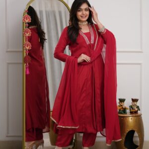 Royal Red Anarkali Suit Set