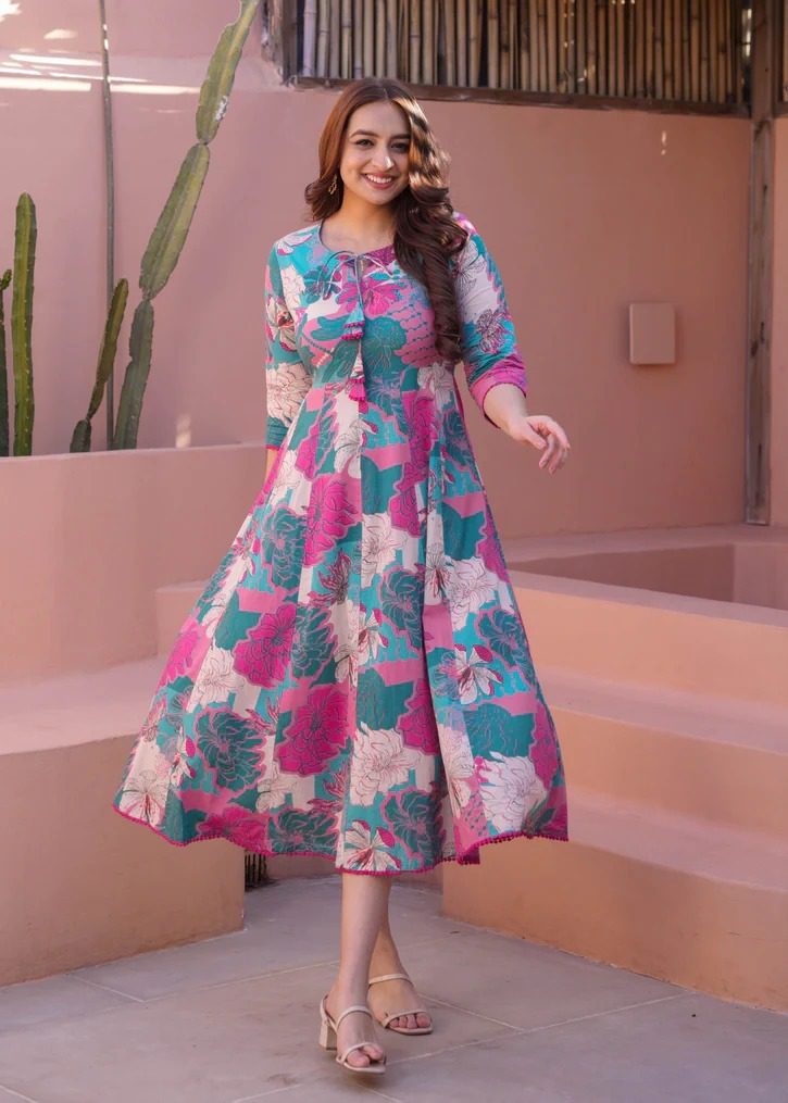 ✨ Floral Muslin Midi Dress - Image 4